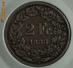 2 franci 1886 Elvetia, argint foto