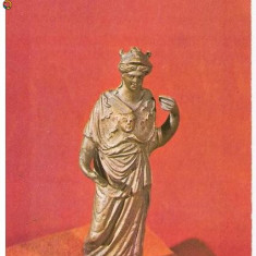 CP194-97 Statueta de bronz reprezentand pe Minerva, descoperita la Drobeta-Turnu Severin -Muzeul National de Istorie -carte postala necirculata