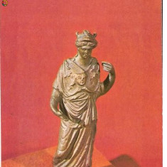 CP194-03 Statueta de bronz reprezentand pe Minerva, descoperita la Drobeta -Turnu Severin, jud.Mehedinti -carte postala necirculata
