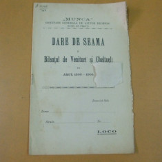 Dare de seama Soc. ajutor ,,Munca" 1906