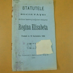 Statute Soc. binefacere ,,Regina Elisabeta" Buc. 1908