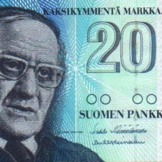 FINLANDA █ bancnota █ 20 Markaa █ 1993 (1997) █ P-123 █ UNC █ necirculata