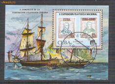 Cuba 1987 Vapoare, colita perf., stamp AA.028 foto