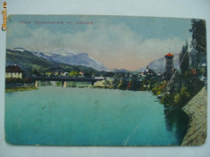 Villach - Eisenbahnbrucke mit Dobratsch (1917), vedere / ilustrata / carte postala circulata, fara timbru foto