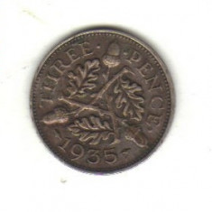 bnk mnd Marea Britanie Anglia 3 pence 1935 argint