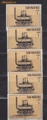 Timbre San Marino 1964 Locomotive de Epoca nestampilate foto