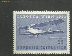 Austria 1961 - POSTA AERIANA AVION IN ZBOR, timbru nestampilat, B34 foto