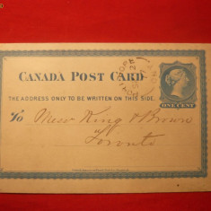 Carte Postala Canadiana -Regina Victoria, circ.la Port Hope 1877