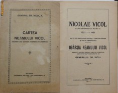 General Dr. Vicol , Cartea neamului Vicol , Sarata Dobrenilor , Neamt , 1931 foto