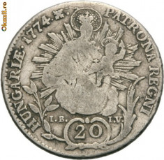 MARIA THERESIA 1740---1780. 20 KREUZER ARGINT 1774. BAIA MARE foto