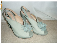 Sandale TOPSHOP verde menta 37 piele intoarsa platforma pantofi 4 UK foto