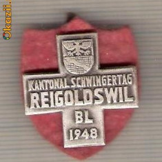 CIA 193 Medalie Schwingertag Reigoldswil 1948 (lupte -Wrestling )(Elvetia) -dimensiuni, circa 26X26 milimetri