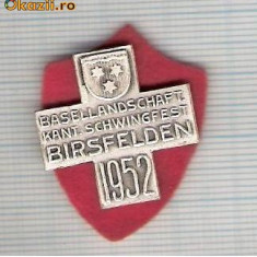 CIA 208 Medalie Schwingfest BIRSFELDEN 1952 (lupte -Wrestling )(Elvetia) -dimensiuni, circa 25X25 milimetri