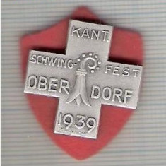 CIA 202 Medalie Schwing OBERDORF 1939 (lupte -Wrestling )(Elvetia) -dimensiuni, circa 25X25 milimetri