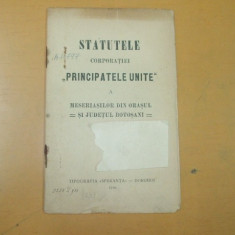 Statute Corporatie ,,Principatele Unite" Dorohoi 1910