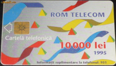 ROMANIA - CARTELA TELEFON ROMTELECOM DE 10000 LEI DIN 1995 foto