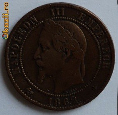 10 centimes 1862 Napoleon foto