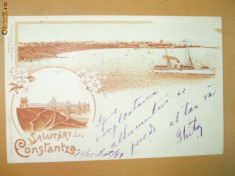 Carte postala Litografie Salutari din Constantza 1899 foto