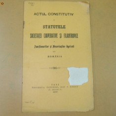 Statute Soc. functionari si meseriasi agricoli Iasi 1908