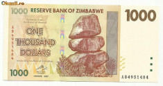 ZIMBABWE 1000 Dollars 2007 - UNC !!! foto