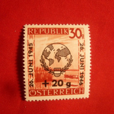 SERIE - ANIVERS. ONU 1946 AUSTRIA, 1 val cu supratipar