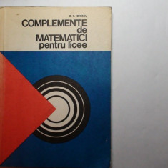 Complemente de matematici pentru licee D.V.Ionescu,RF5/3