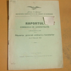 Rap. administratie Soc. credit ,,Vulturul" Targoviste 1913