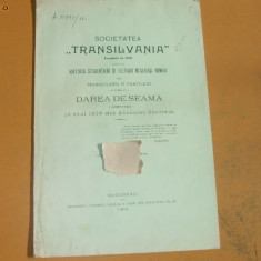 Dare de seama Soc. Transilvania ajutor elevi Buc. 1905