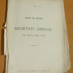 Dare de seama Soc. cismari si pantofari ,,Obolul" Buc. 1907