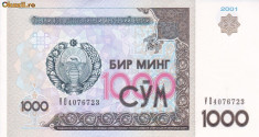 Bancnota Uzbekistan 1.000 Sum 2001 - P82 UNC foto