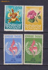 Timbre Togo 1963 Flori si Emblema nest. foto