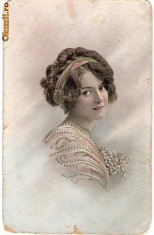 T FOTO 36 Romantica -Tanara -circulata 1914 -adresata lui I.Nedelcu , Plutonier Graniceri, Turtucaia , Port(Cadrilater) -Sarsaila foto