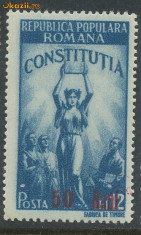 1952 ROMANIA Constitutia RPR timbru cu supratipar neuzat MNH fara sarniera foto