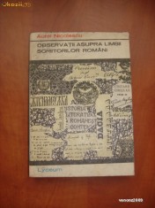 AUREL NICOLESCU - OBSERVATII ASUPRA LIMBII SCRIITORILOR ROMANI {colectia LYCEUM}