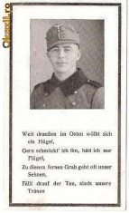 V FOTO 10 Necrolog -Militar german Gefreiter Alois Wensauer , cazut in razboi, 1 April 1944, la varsta de 34 ani-cruce cu zvastica 1939 foto