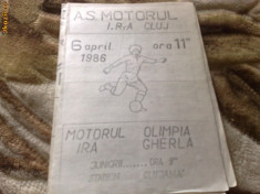 Program sportiv - Fotbal - Divizia C - Motorul IRA - Olimpia Gherla - 06 aprilie1986 foto