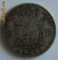 2 francs 1867 Belgia, argint foto