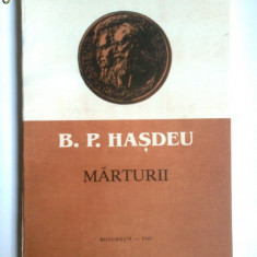 B.P.HASDEU,MARTURII DIN ARHIVE,BUCURESTI