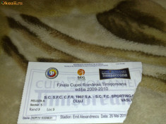 Bilet meci de fotbal - Finala cupei Romaniei Timisoreana - 2009-2010 - CFR Cluj - SC Vaslui - 26 mai 2010 foto