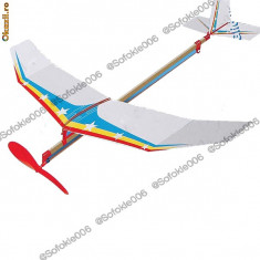 Jucarie avion zburator cu banda elastica foto