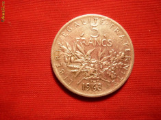 5 FRANCI 1963 FRANTA ,argint ,cal.F.Buna, d=2,9cm. foto