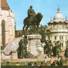 CP196-90 Cluj-Napoca. Statuia lui Matei Corvin -carte postala, necirculata -starea care se vede