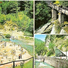 CP196-83 Olanesti: Plaja; Cascada; Izvorul nr.24 (pod) -carte postala, necirculata -starea care se vede