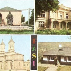 CP196-08 Iasi: Casa Dosoftei;Casa Vasile Pogor; Monumentul Trei Ierarhi; Bojdeuca -carte postala, necirculata -starea care se vede