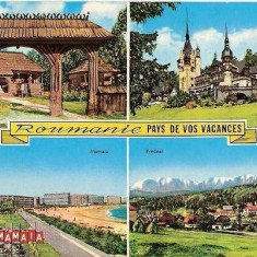 CP197-36 Roumanie -Pays de vos vacances-Maramures;Castelul Peles;Mamaia;Predeal -carte postala, necirculata -starea care se vede