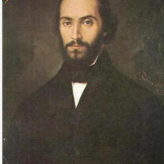 CP197-78 Gh.Tattarescu(1820-1894) ;Portretul lui Nicolae Balcescu - are tiparit raport radioamatori -carte postala, necirculata -starea care se vede