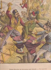 Ziarul Veselia : teama Puterilor de isbucnirea unui razboi (1906,gravura color) foto