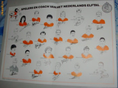 FOTBAL: PLANSA ORIGINALA LOT OLANDA 1990 (CARICATURI + AUTOGRAFE) foto