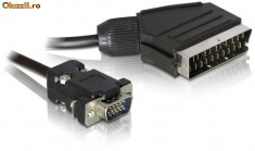 Cablu Video Scart iesire (receptor satelit, DVD, ...) la monitor cu conector VGA intrare - 65028 foto