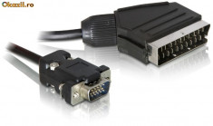 Cablu Video Scart iesire (output) la VGA intrare (input) 2m - 65028 foto